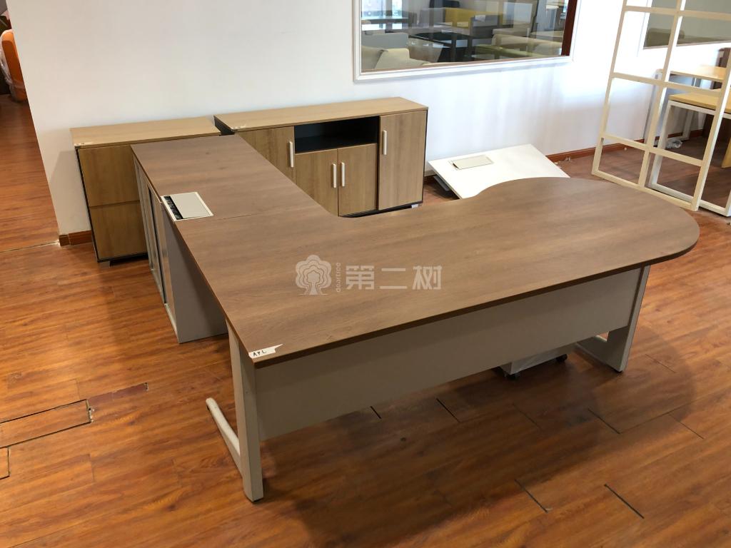 9成新科譽(yù)POSH二手經(jīng)理桌老板桌楓木色班臺(tái) 帶副柜